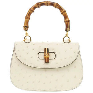 Gucci Bamboo ostrich white handbag